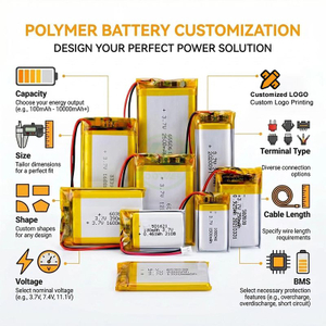 Maßgeschneiderte OEM ODM 500 mAh 1000 mAh 2000 mAh 3000 mAh wiederaufladbare Li-Ionen-Li-Ionen-Lithium-Polymer-Lipo-Batterie mit 3,7 V und 1500 mAh