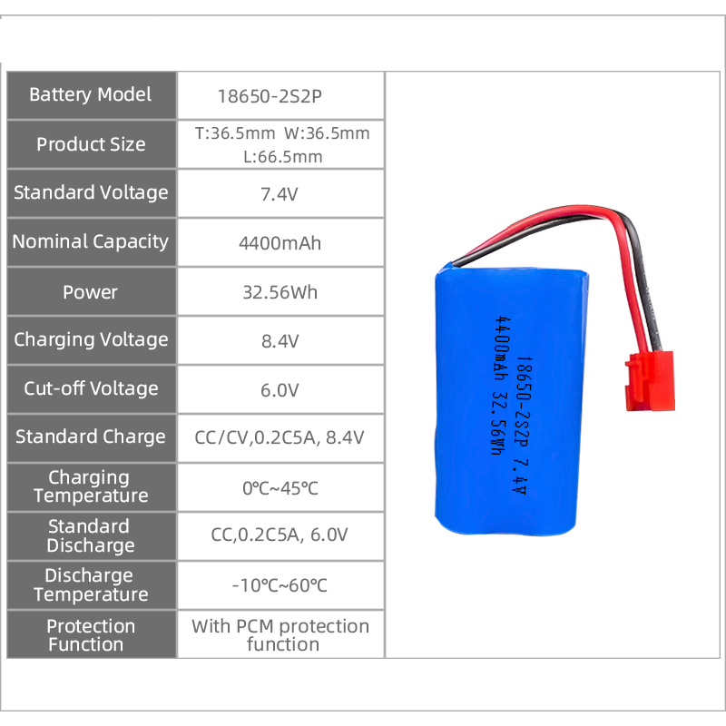 2s2p 7,4 V 4400 mAh 18650 Lithium-Akku